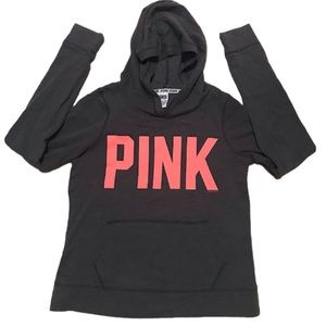 🆕🔥PINK BY VS SUPER CUTE LIGHTWEIGHT&SOO SOFT GRAY&SALMON COLOR HOODIE!!NWOT!!